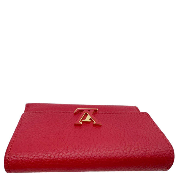 LOUIS VUITTON Capucines Taurillon Leather Compact Wallet Red