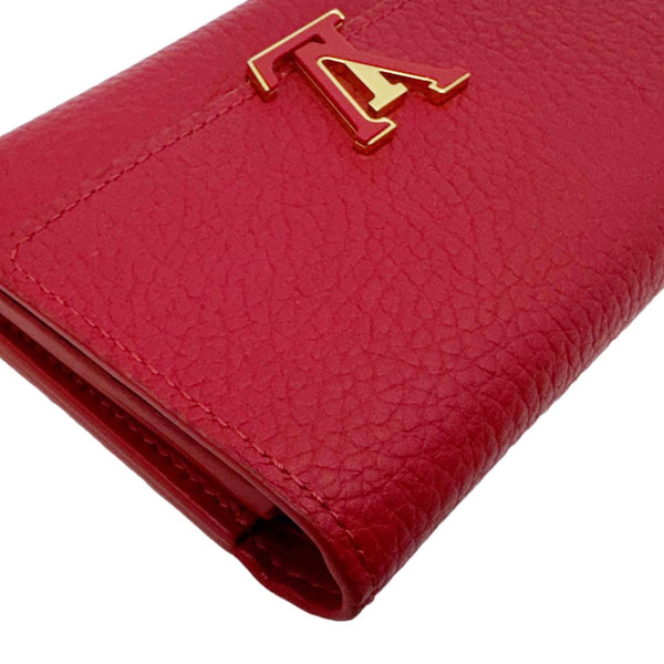 LOUIS VUITTON Capucines Taurillon Leather Compact Wallet Red