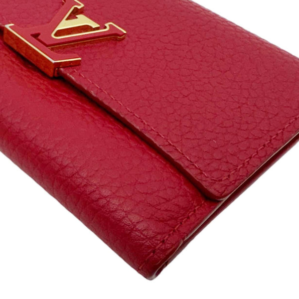 LOUIS VUITTON Capucines Taurillon Leather Compact Wallet Red