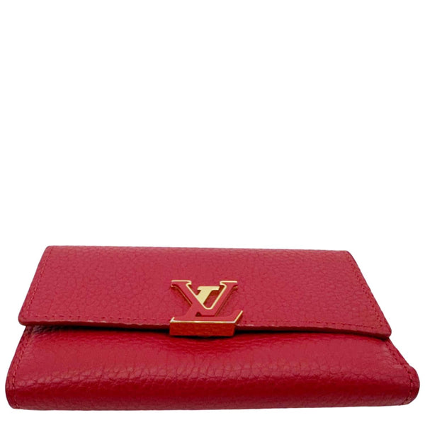 LOUIS VUITTON Capucines Taurillon Leather Compact Wallet Red