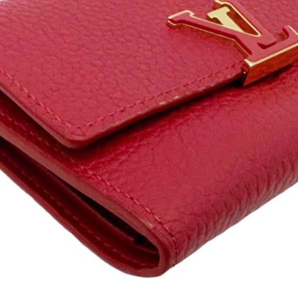 LOUIS VUITTON Capucines Taurillon Leather Compact Wallet Red