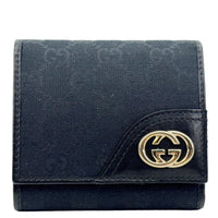 GUCCI Bifold Vintage GG Canvas Wallet Black 184597