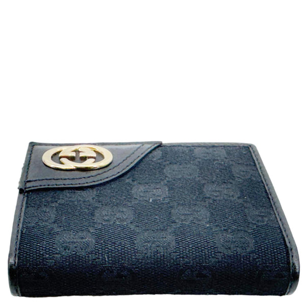 GUCCI Bifold Vintage GG Canvas Wallet Black 184597