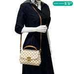 LOUIS VUITTON Croisette Damier Azur Satchel Crossbody Bag Rose Ballerine