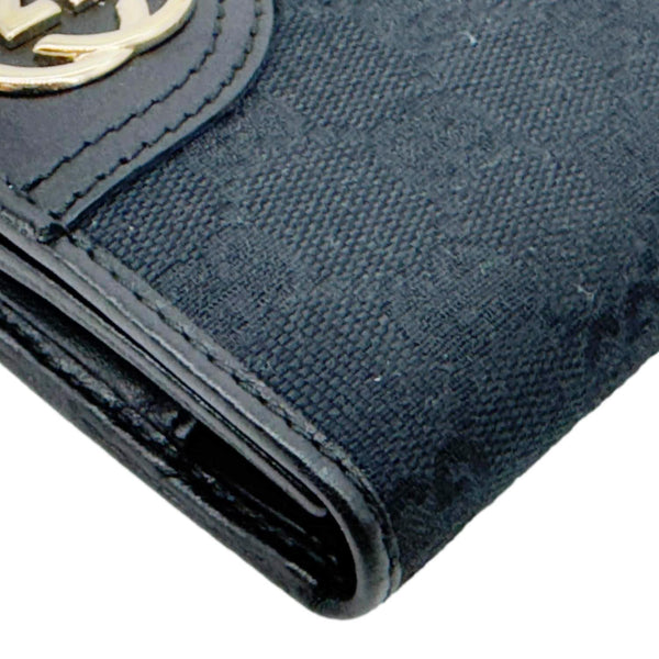 GUCCI Bifold Vintage GG Canvas Wallet Black 184597