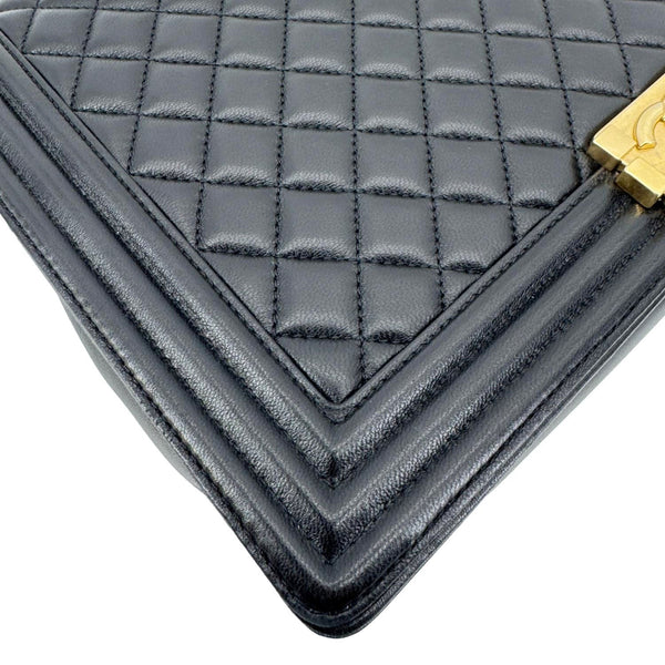 CHANEL Boy Flap Large Quilted Leather Crossbody Bag Black
