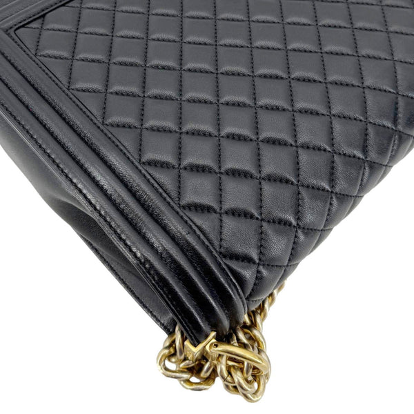 CHANEL Boy Flap Large Quilted Leather Crossbody Bag Black