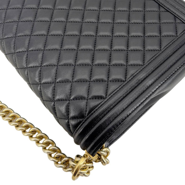 CHANEL Boy Flap Large Quilted Leather Crossbody Bag Black