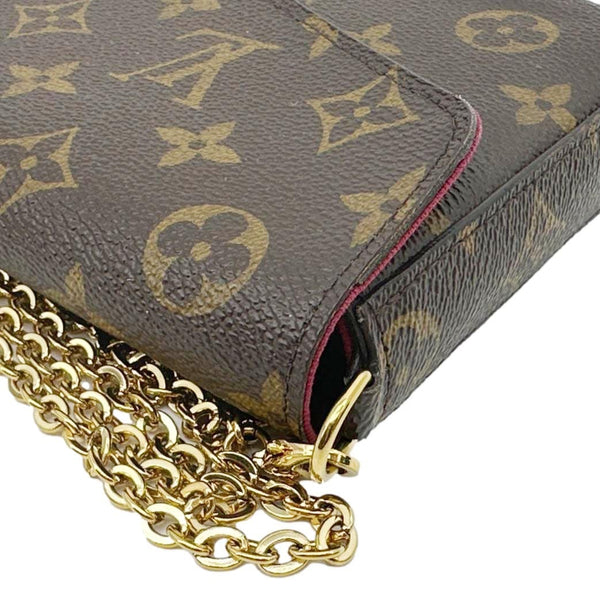 LOUIS VUITTON Felicie Pochette Monogram Canvas Crossbody Bag Brown