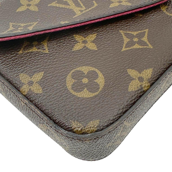 LOUIS VUITTON Felicie Pochette Monogram Canvas Crossbody Bag Brown