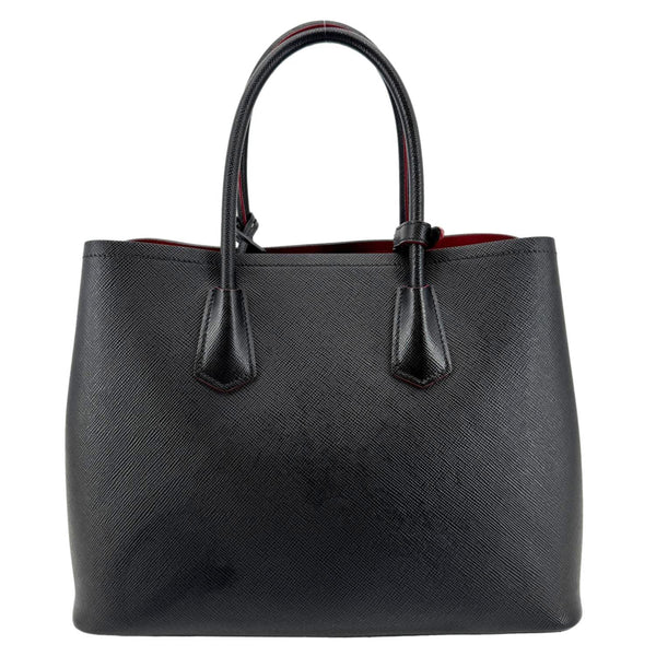PRADA Double Handle Medium Saffiano Leather Shoulder Bag Black