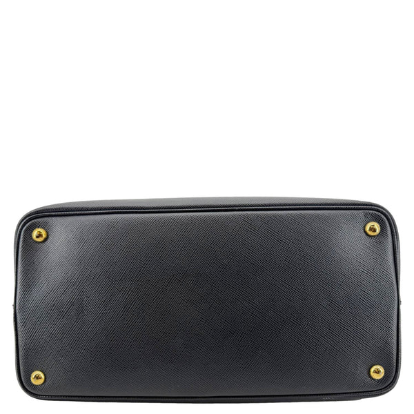 PRADA Double Handle Medium Saffiano Leather Shoulder Bag Black