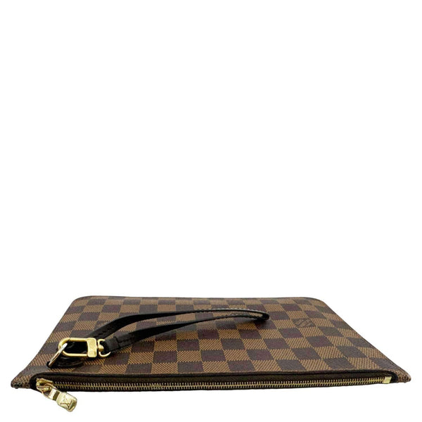 LOUIS VUITTON Neverfull Damier Ebene Wristlet Pouch Brown