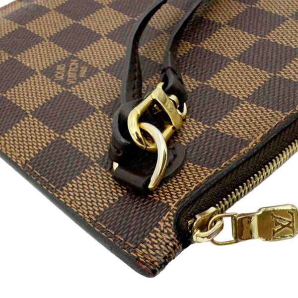 LOUIS VUITTON Neverfull Damier Ebene Wristlet Pouch Brown