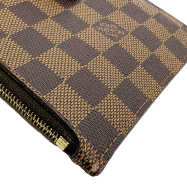 LOUIS VUITTON Neverfull Damier Ebene Wristlet Pouch Brown