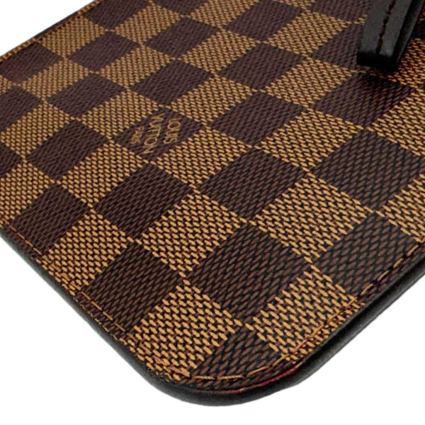LOUIS VUITTON Neverfull Damier Ebene Wristlet Pouch Brown