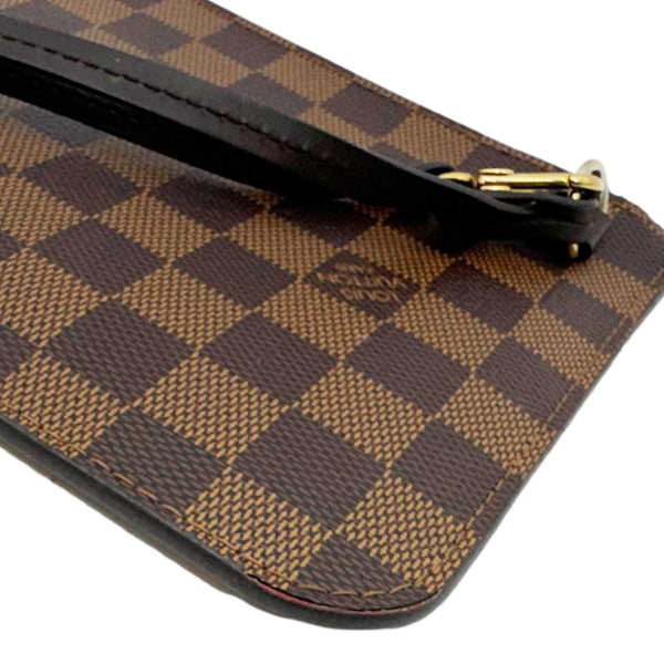 LOUIS VUITTON Neverfull Damier Ebene Wristlet Pouch Brown