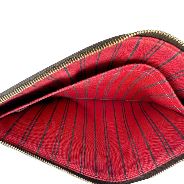 LOUIS VUITTON Neverfull Damier Ebene Wristlet Pouch Brown