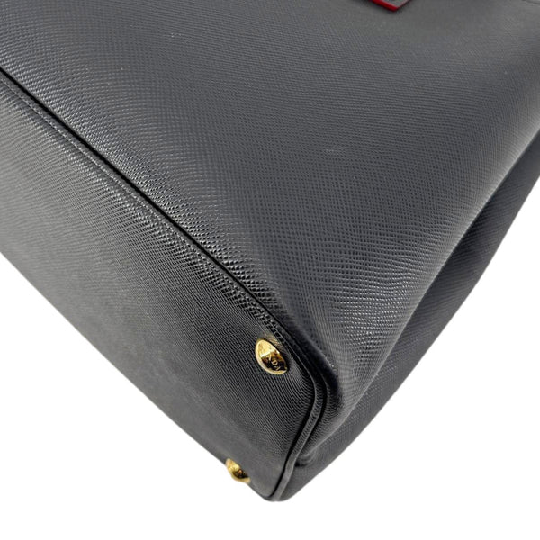 PRADA Double Handle Medium Saffiano Leather Shoulder Bag Black