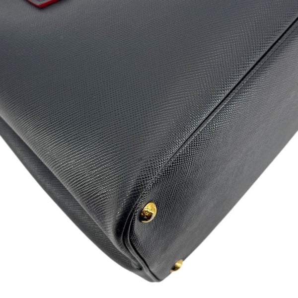PRADA Double Handle Medium Saffiano Leather Shoulder Bag Black
