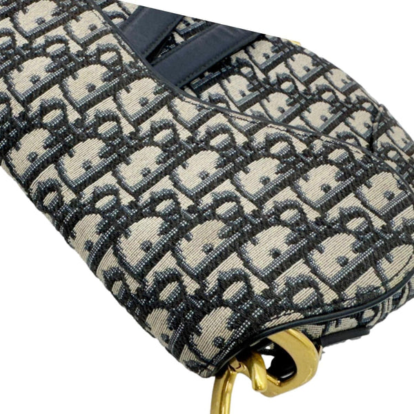 CHRISTIAN DIOR Saddle Oblique Jacquard Belt Crossbody Bag Navy Blue