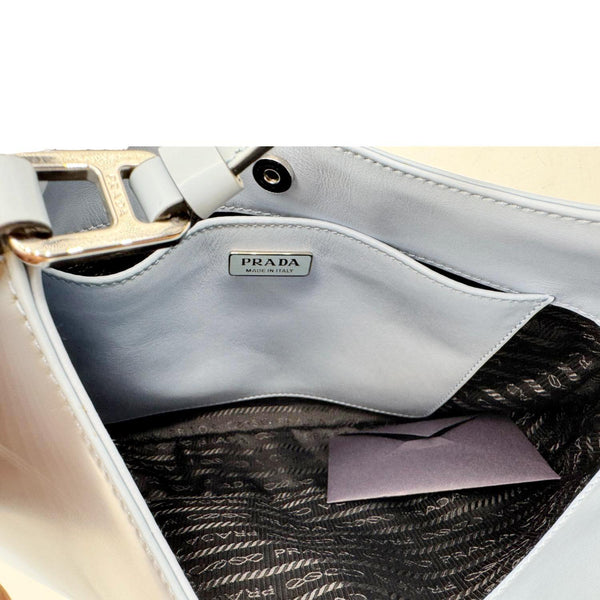 PRADA Cleo Brushed Leather Shoulder Bag Light Blue
