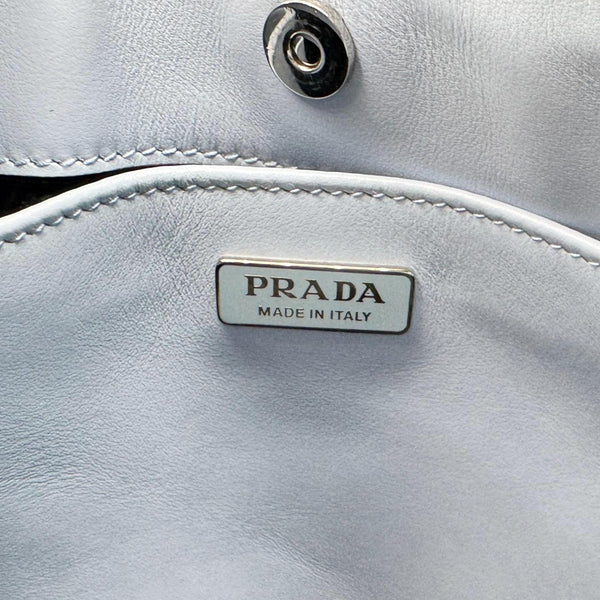 PRADA Cleo Brushed Leather Shoulder Bag Light Blue