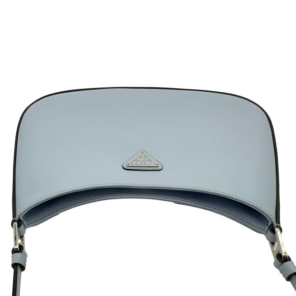 PRADA Cleo Brushed Leather Shoulder Bag Light Blue