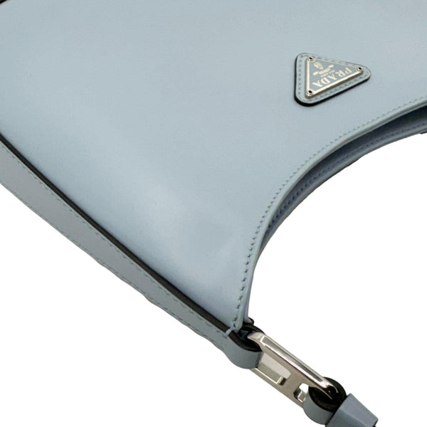 PRADA Cleo Brushed Leather Shoulder Bag Light Blue