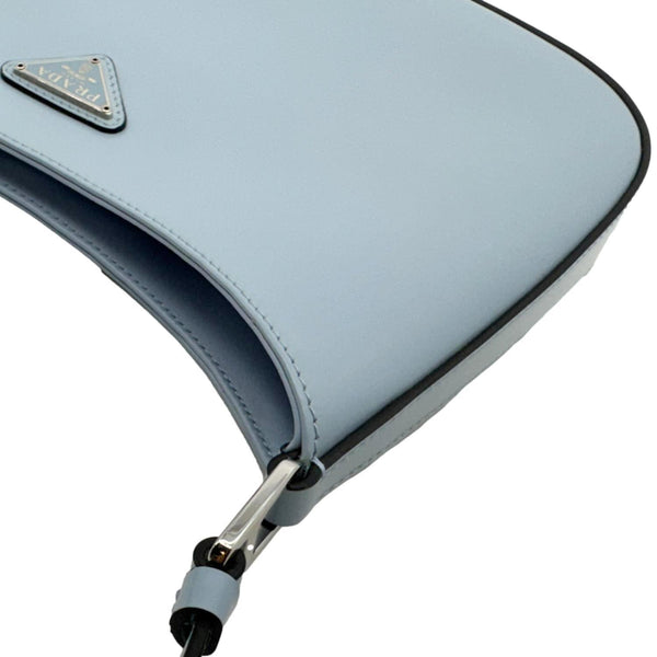 PRADA Cleo Brushed Leather Shoulder Bag Light Blue