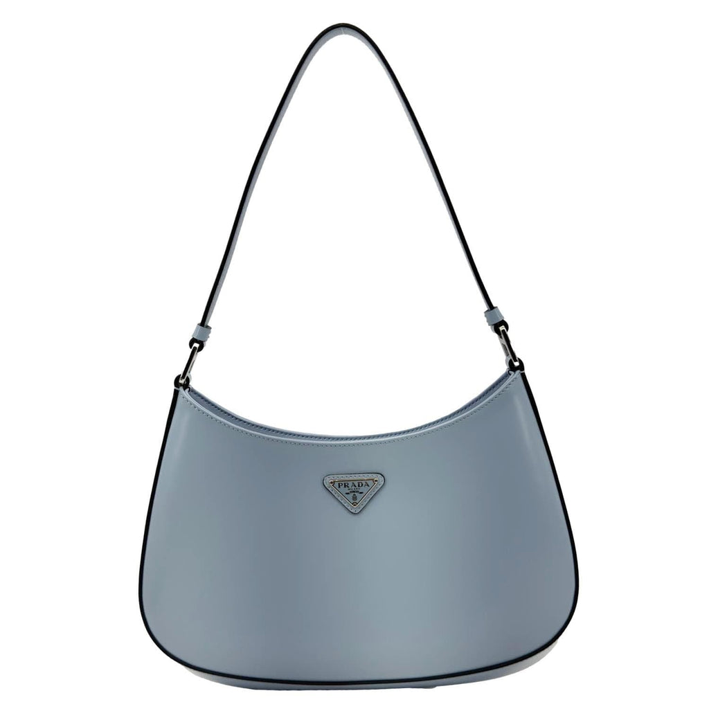 PRADA Cleo Brushed Leather Shoulder Bag Light Blue
