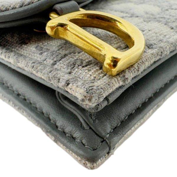 CHRISTIAN DIOR Saddle Oblique Canvas Card Holder Gray