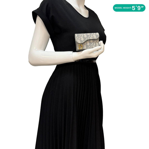 CHRISTIAN DIOR Saddle Oblique Canvas Card Holder Gray