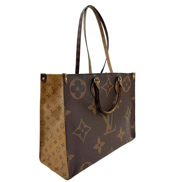 LOUIS VUITTON Onthego GM Monogram Reverse Canvas Tote Bag Brown