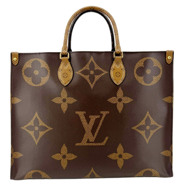 LOUIS VUITTON Onthego GM Monogram Reverse Canvas Tote Bag Brown