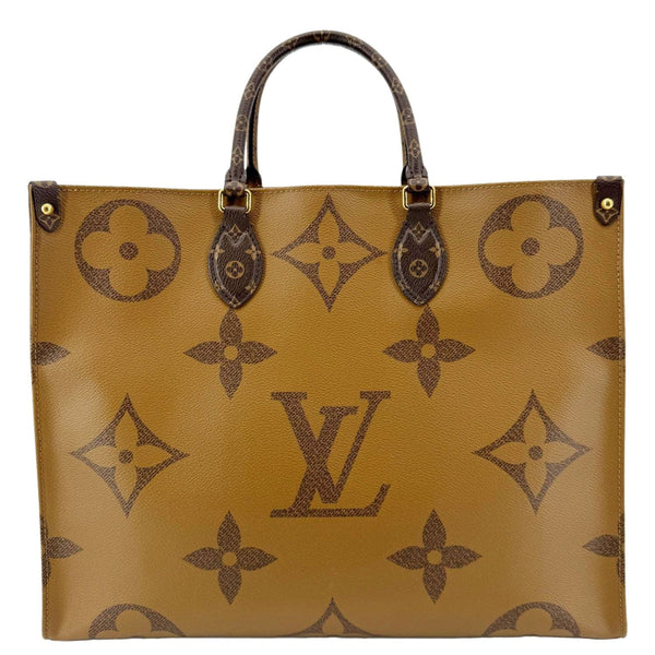 LOUIS VUITTON Onthego GM Monogram Reverse Canvas Tote Bag Brown