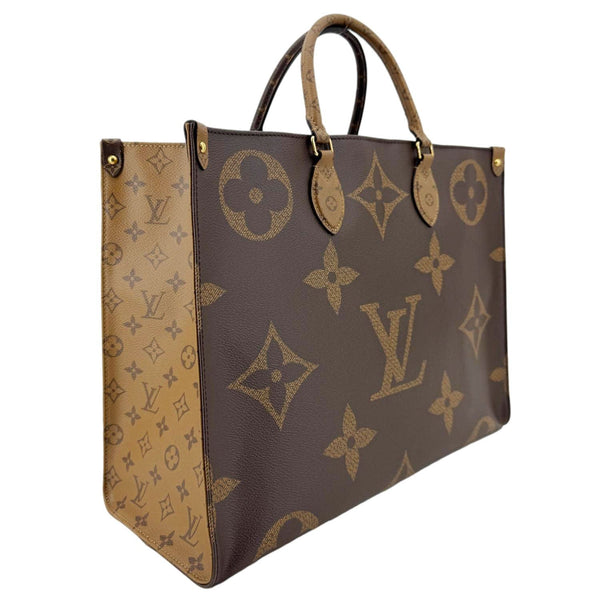 LOUIS VUITTON Onthego GM Monogram Reverse Canvas Tote Bag Brown