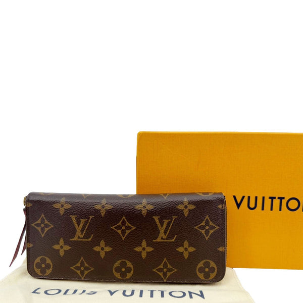 LOUIS VUITTON Clemence Monogram Canvas Zippy Wallet Brown