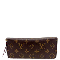 LOUIS VUITTON Clemence Monogram Canvas Zippy Wallet Brown