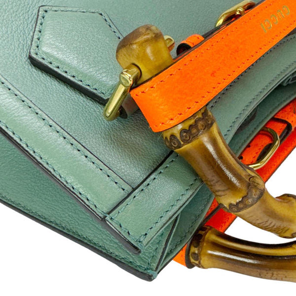 GUCCI Diana Bamboo Mini Leather Tote Bag Green 655661