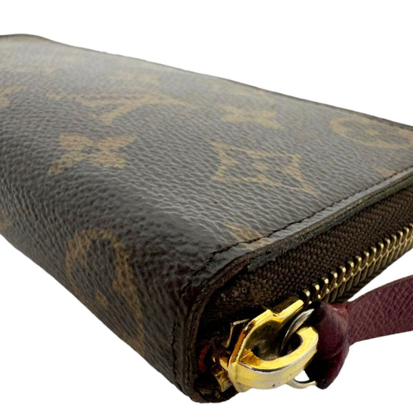 LOUIS VUITTON Clemence Monogram Canvas Zippy Wallet Brown