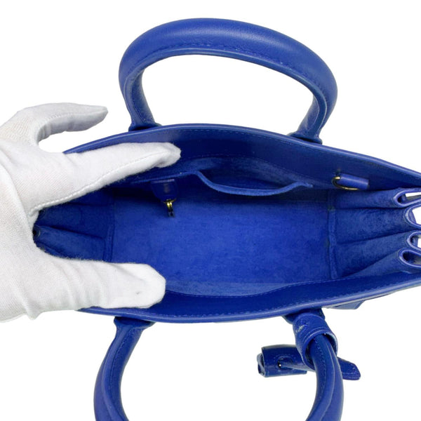 YVES SAINT LAURENT Sac de Jour Nano Leather Satchel Bag Blue