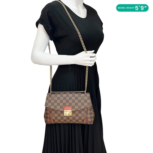 Louis Vuitton Caissa Damier Ebene Chain Clutch Shoulder Bag - Model Carrying