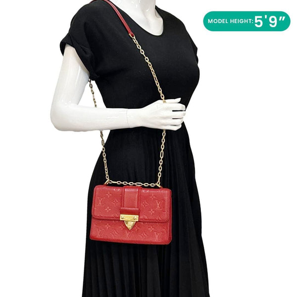 LOUIS VUITTONSaint Sulpice BB Monogram Empreinte Leather Shoulder Bag Red