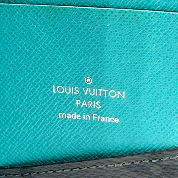 LOUIS VUITTON Pocket Organizer Monogram Eclipse Reverse Canvas Wallet Turquoise