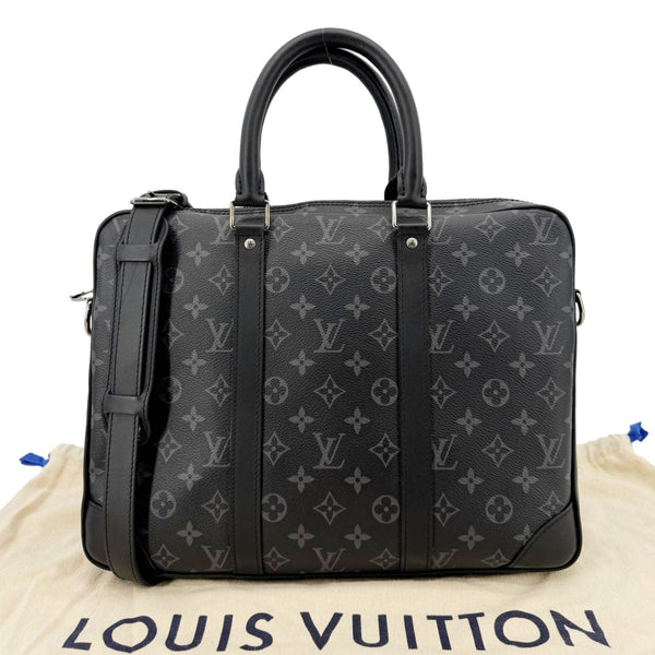 LOUIS VUITTON Porte Documents Voyage PM Monogram Eclipse Briefcase Bag Black