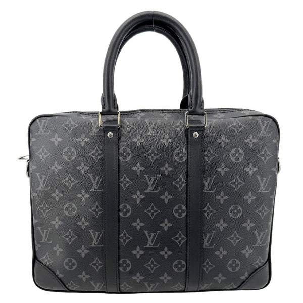 LOUIS VUITTON Porte Documents Voyage PM Monogram Eclipse Briefcase Bag Black