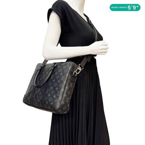 LOUIS VUITTON Porte Documents Voyage PM Monogram Eclipse Briefcase Bag Black