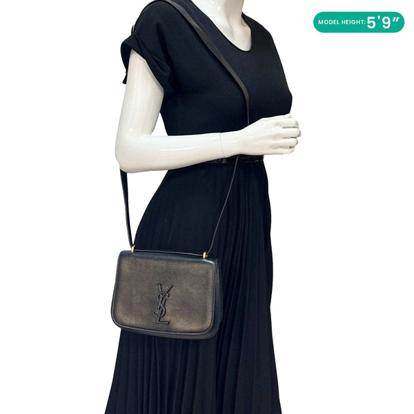 YVES SAINT LAURENT Spontini Calfskin Leather Crossbody Bag Black