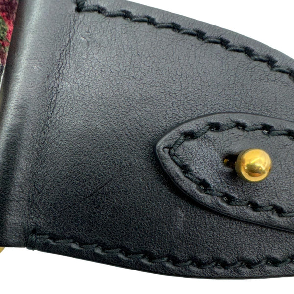 CHRISTIAN DIOR Studded Oblique Embroidered Denim Strap Navy Blue